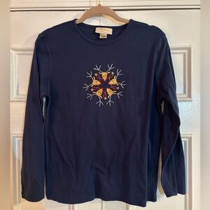 Vintage M & C Sportswear Navy Reindeer Christmas Shirt Size Large